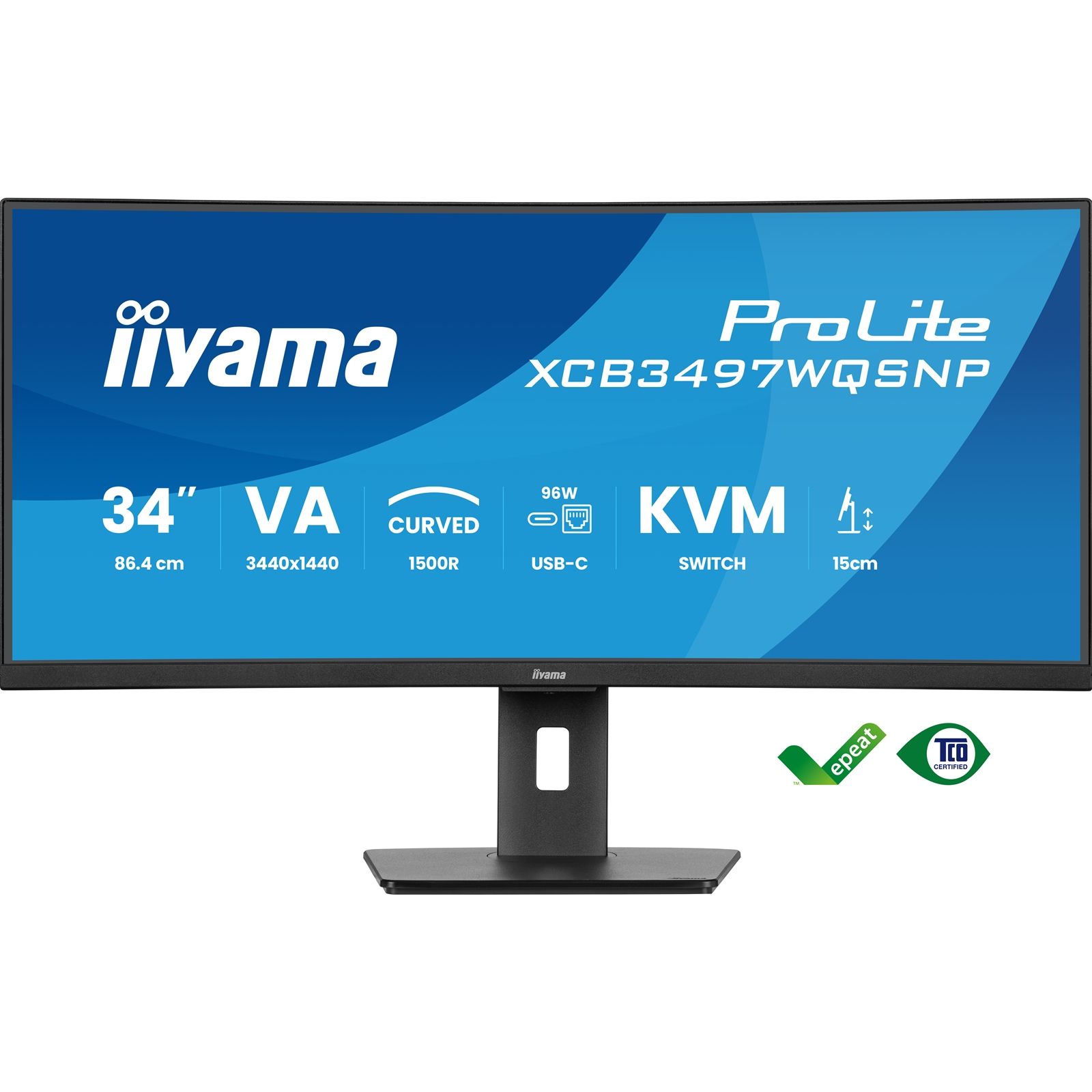 iiyama ProLite XCB3497WQSNP-B1 34" Ultra-Wide with KVM Switch - VA - 120Hz