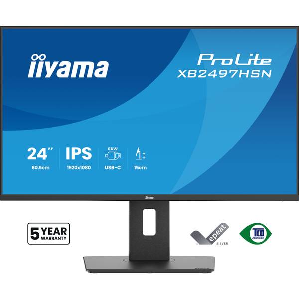 iiyama XB2497HSN-B1 24" LCD USB-C Dock with 65W Charging - IPS - FHD