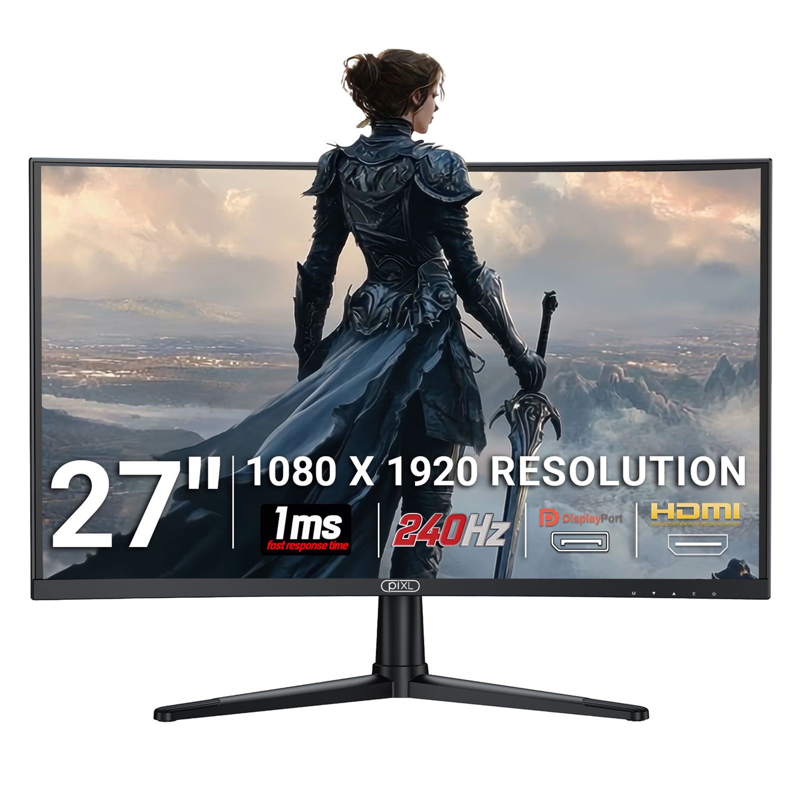 piXL PX27CC301B 240Hz HDR 10+ Full HD with 1920 x 1080 Resolution - 27"