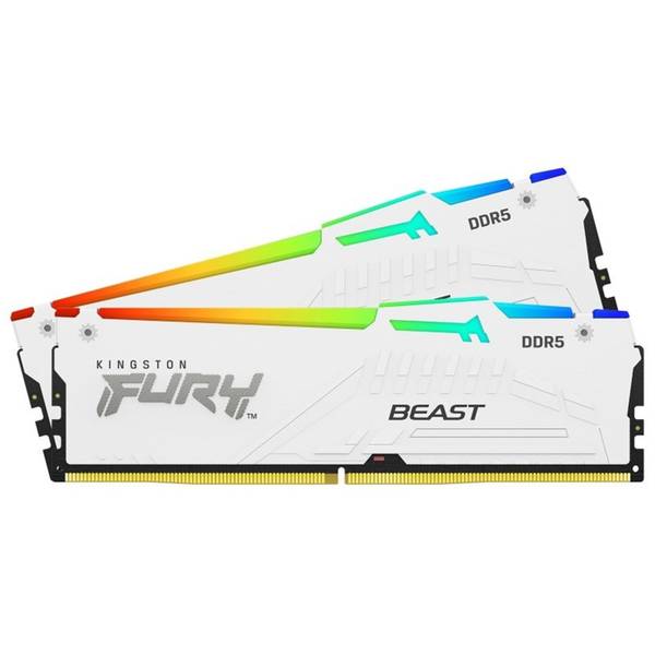 Kingston FURY Beast KF556C36BWEAK2-32 32GB (2x 16GB) U-DIMM System Memory, 5600MHz, DDR5, CL36, White, RGB, Intel XMP, AMD EXPO
