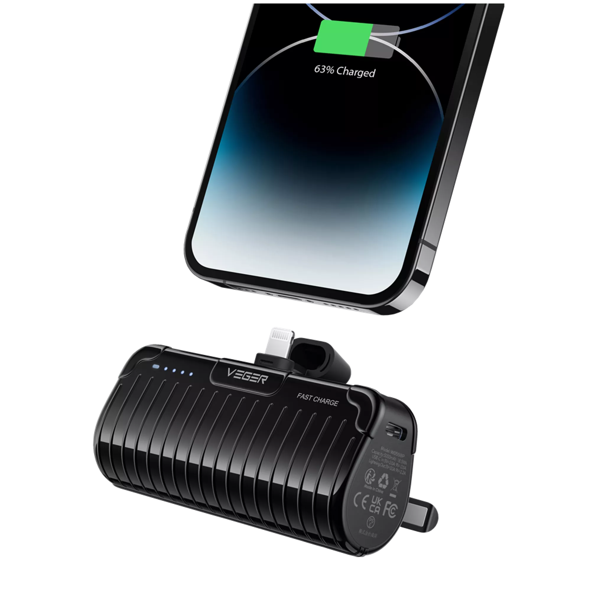 20W Non-MFI Lightning Power Delivery LED Indicator Ultra Small Powerbank & Kickstand